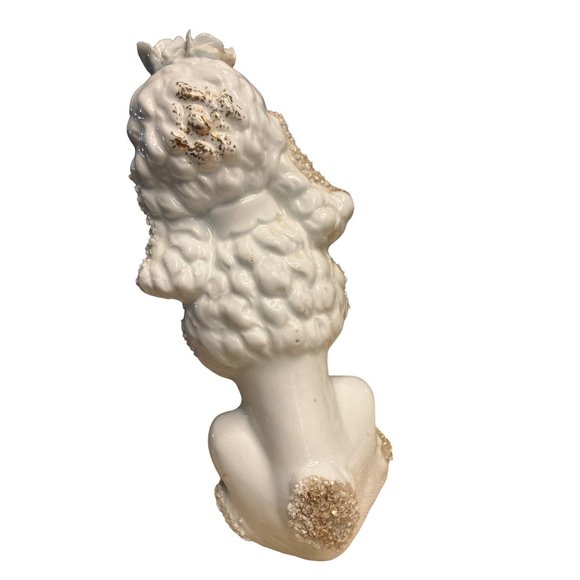 Vintage ceramic White Poodle Spaghetti Trim glitter - Picture 6 of 14